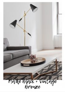 mid-century modern floor lamp matte black and vintage bronze floor lamp
