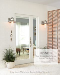 Seeded glass and brushed steel outdoor wall sconce OL13900PBS FEISS BOYNTON 1LT